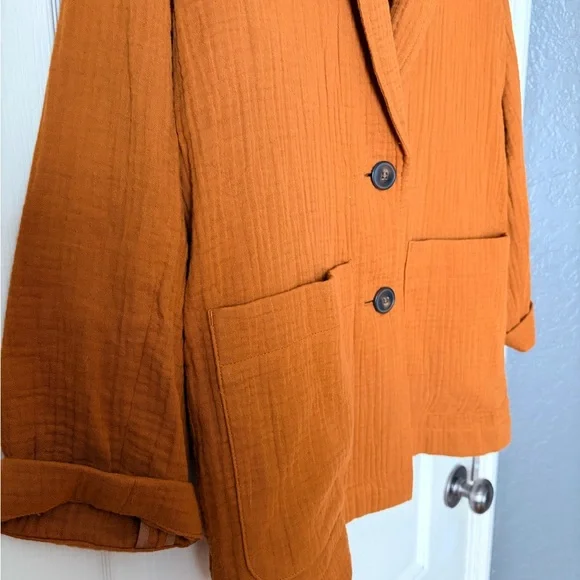 Madewell Lightspun Dorset relaxed fit shawl collar Blazer, Orange, M - Picture 7 of 14